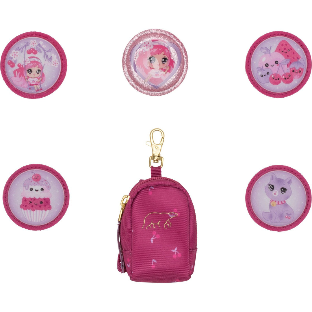 Mini backpack with buttons, Cherry