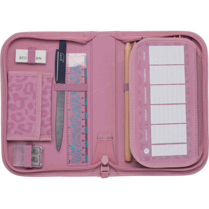 Single section pencil case w/content, Furry