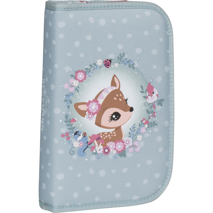 Single section pencil case w/content, Forest Deer Dusty Mint