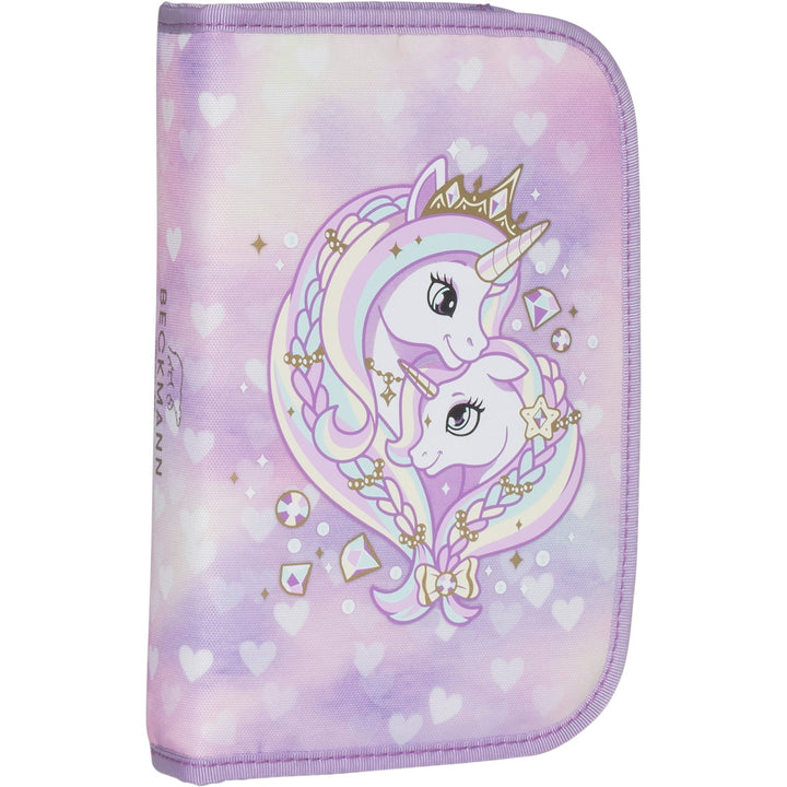 Single section pencil case w/content, Unicorn Princess Purple