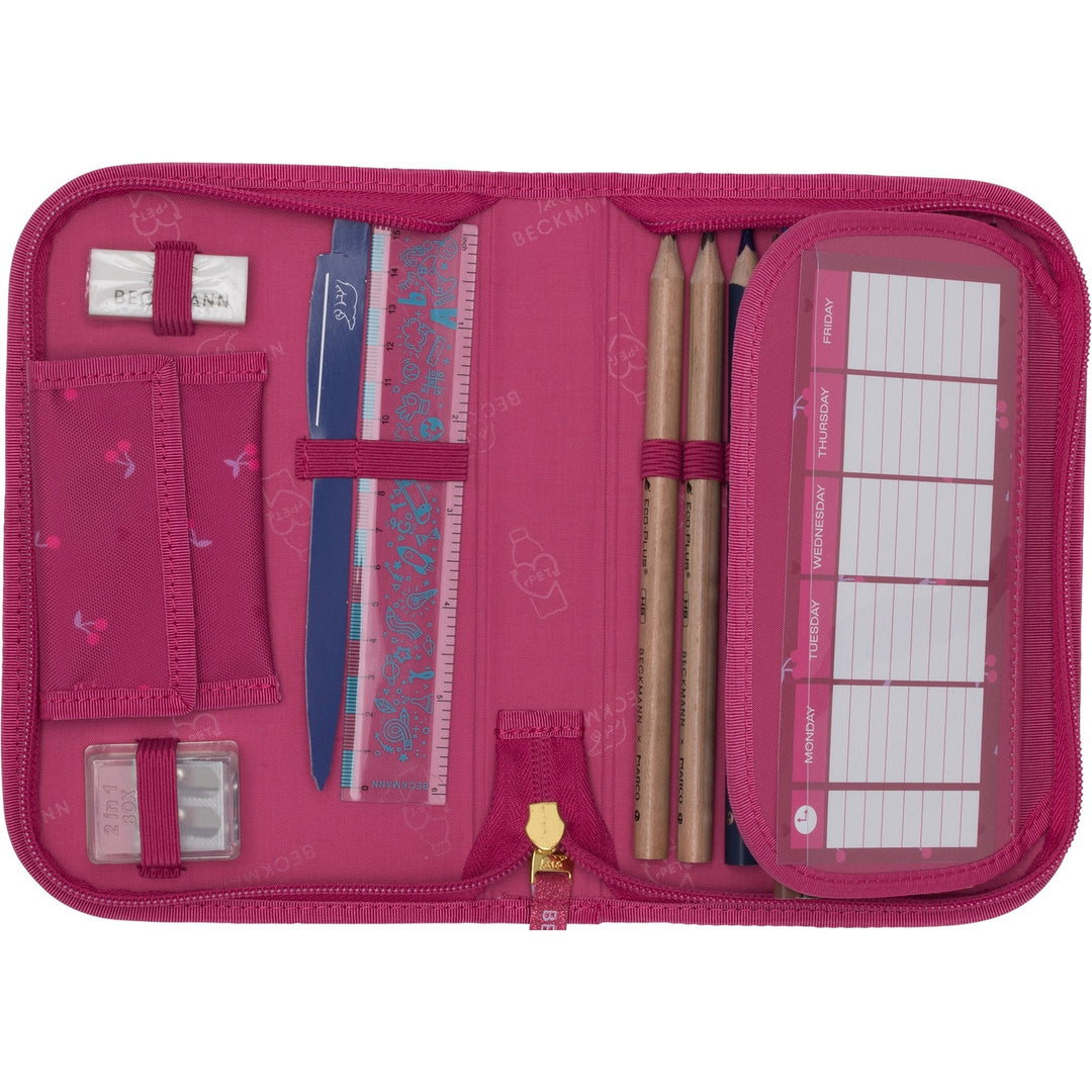 Single section pencil case w/content, Cherry