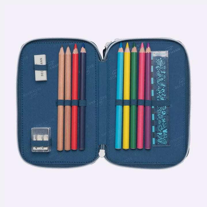 Three section pencil case w/content, Space Mission