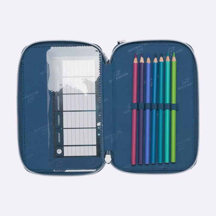 Three section pencil case w/content, Space Mission