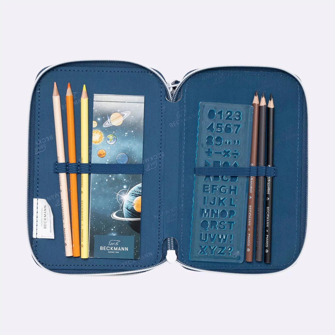 Three section pencil case w/content, Space Mission
