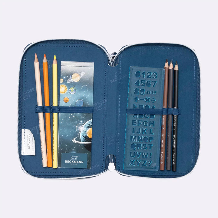 Three section pencil case w/content, Space Mission