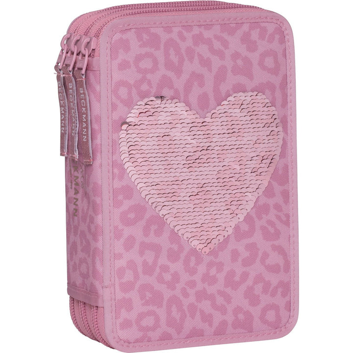 Three section pencil case w/content, Furry