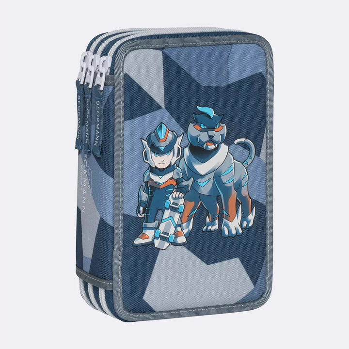 Three section pencil case w/content, Tiger Race