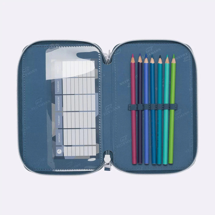 Three section pencil case w/content, Tiger Race