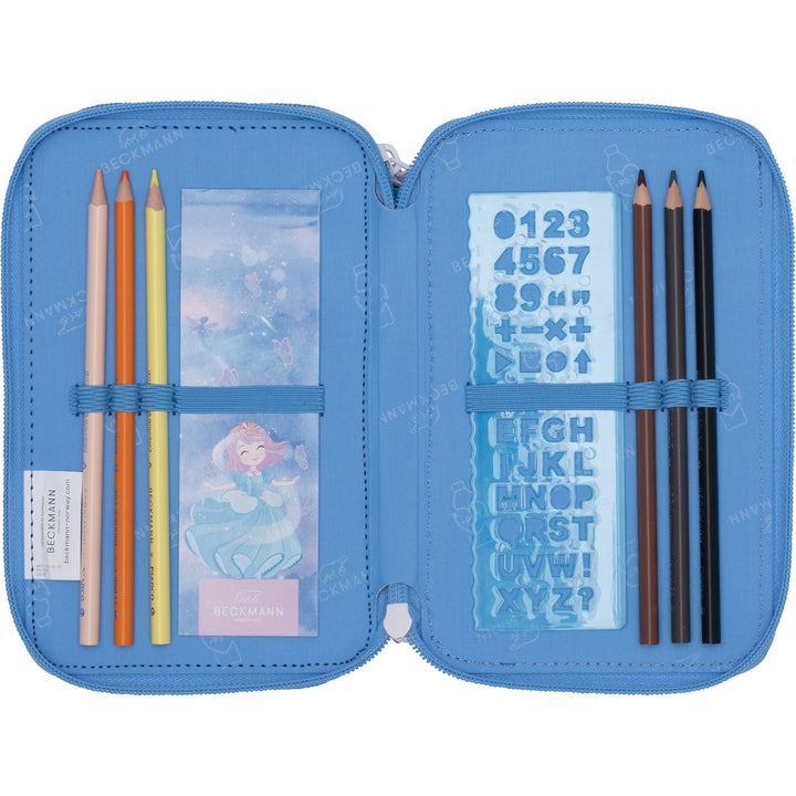 Three section pencil case w/content, Fairytale