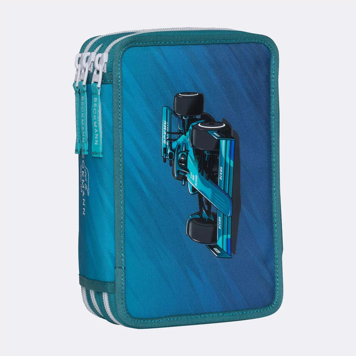 Three section pencil case w/content, Racing