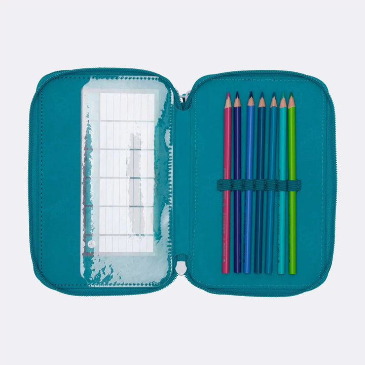 Three section pencil case w/content, Racing