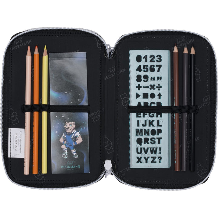 Three section pencil case w/content, Magic League