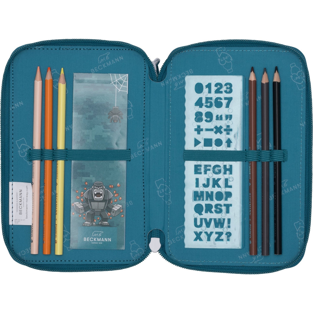 Three section pencil case w/content, Jungle game